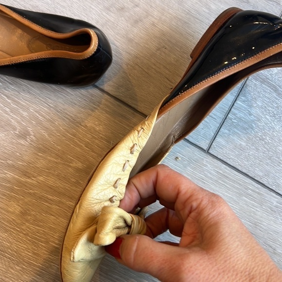 CHLOE Authentic Leather Two Tone Bow Ballerina Slippers Size 37.5 / 6.5 - Picture 8 of 12